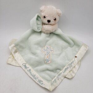 Enesco Baby Bear Lovey - 'God Smiled the Day You Were Born' - Ivory & Light Gree